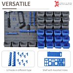 Durhand 44 Piece Wall Mounted Tool Rack Organiser Storage Bins And Panel Set With Shelf Hook Screws Accessories Blue