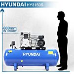 Hyundai 150 Litre Air Compressor, 14cfm/145psi, Twin Cylinder, Belt Drive 3hp | Hy3150s