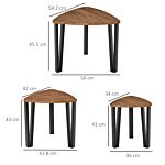 Homcom 3 Pcs Mdf Steel Nesting Table Coffee Table Set Multifunctional End Side Table Living Room Furniture Walnut Wood Grain