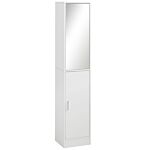 Kleankin Tall Mirrored Bathroom Cabinet, Bathroom Storage Cupboard, Floor Standing Tallboy Unit With Adjustable Shelf, White