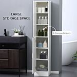 Kleankin Tall Mirrored Bathroom Cabinet, Bathroom Storage Cupboard, Floor Standing Tallboy Unit With Adjustable Shelf, White