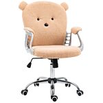 Vinsetto Cute Office Chair, Bear Shape Desk Chair With Teddy Fleece Fabric, Padded Armrests, Tilt Function, Adjustable Seat Height, Brown