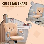 Vinsetto Cute Office Chair, Bear Shape Desk Chair With Teddy Fleece Fabric, Padded Armrests, Tilt Function, Adjustable Seat Height, Brown