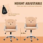 Vinsetto Cute Office Chair, Bear Shape Desk Chair With Teddy Fleece Fabric, Padded Armrests, Tilt Function, Adjustable Seat Height, Brown