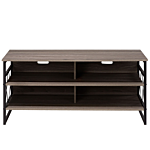 Tv Rtv Stand Cabinet Dark Wood With Black Metal 4 Shelves Storage Unit Living Room Modern Industrial Beliani