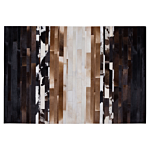 Area Rug Black And Beige Leather 140 X 200 Cm Rectangular Patchwork Handcrafted Beliani