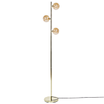 Floor Lamp Gold Steel Glass 3 Round Smoked Shades Modern Glam Design Living Room Lighting Beliani