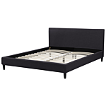 Eu King Size Panel Bed 5ft3 Black Fabric Slatted Frame Contemporary Beliani