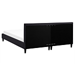 Eu King Size Panel Bed 5ft3 Black Fabric Slatted Frame Contemporary Beliani