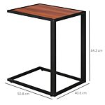 Homcom C-shaped Side Table, Sofa End Table With Metal Frame, Accent Couch Table For Living Room, Bedroom, Set Of 2, Walnut And Black