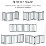 Pawhut Pet Gate 4 Panel Wooden Dog Barrier Freestanding Folding Safety Fence With Support Feet Up To 204cm Long 61cm Tall Light Grey