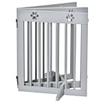 Pawhut Pet Gate 4 Panel Wooden Dog Barrier Freestanding Folding Safety Fence With Support Feet Up To 204cm Long 61cm Tall Light Grey