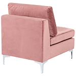 Right Hand Modular Corner Sofa Pink Velvet 5 Seater With Ottoman L-shaped Silver Metal Legs Glamour Style Beliani