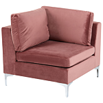 Right Hand Modular Corner Sofa Pink Velvet 5 Seater With Ottoman L-shaped Silver Metal Legs Glamour Style Beliani