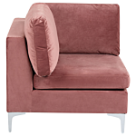 Right Hand Modular Corner Sofa Pink Velvet 5 Seater With Ottoman L-shaped Silver Metal Legs Glamour Style Beliani