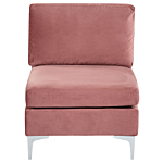 Right Hand Modular Corner Sofa Pink Velvet 5 Seater With Ottoman L-shaped Silver Metal Legs Glamour Style Beliani