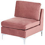 Right Hand Modular Corner Sofa Pink Velvet 5 Seater With Ottoman L-shaped Silver Metal Legs Glamour Style Beliani