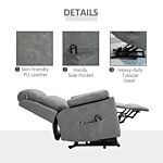 Homcom Power Lift Chair Electric Riser Recliner For Elderly, Faux Leather Sofa Lounge Armchair With Remote Control And Side Pocket, Grey