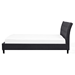 Slatted Bed Frame Dark Grey Polyester Fabric Upholstered Wooden Legs Tufted Headboard 5ft3 Eu King Size Modern Design Beliani