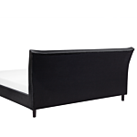 Slatted Bed Frame Dark Grey Polyester Fabric Upholstered Wooden Legs Tufted Headboard 5ft3 Eu King Size Modern Design Beliani