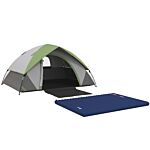 Outsunny Camping Tent With Inflatable Mattress, 2-3 Person Dome Tent With Air Bed And Sewn-in Groundsheet, Portable 3000mm Waterproof Tent With Carry Bag And Hook, For Fishing Hiking