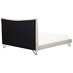 Eu Super King Size Bed Beige Fabric 6ft Upholstered Frame Metal Hairpin Legs Tufted Headboard Beliani