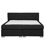 Eu King Size Divan Bed Black Fabric Upholstered 5ft3 Frame With Tufted Headboard And Mattress Beliani