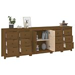 Vidaxl Sideboard Honey Brown 230x35x80 Cm Solid Wood Pine