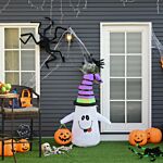 Homcom Next Day Delivery 1.2m Witch Ghost Halloween Inflatable Decoration W/ Led Lights Fan Accessories Pumpkin Lantern Fun Weather-resistant