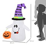 Homcom Next Day Delivery 1.2m Witch Ghost Halloween Inflatable Decoration W/ Led Lights Fan Accessories Pumpkin Lantern Fun Weather-resistant