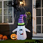 Homcom Next Day Delivery 1.2m Witch Ghost Halloween Inflatable Decoration W/ Led Lights Fan Accessories Pumpkin Lantern Fun Weather-resistant