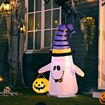 Homcom Next Day Delivery 1.2m Witch Ghost Halloween Inflatable Decoration W/ Led Lights Fan Accessories Pumpkin Lantern Fun Weather-resistant