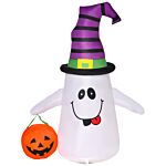 Homcom Next Day Delivery 1.2m Witch Ghost Halloween Inflatable Decoration W/ Led Lights Fan Accessories Pumpkin Lantern Fun Weather-resistant