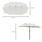 Outsunny 4.4m Double-sided Sun Umbrella Garden Parasol Patio Sun Shade Outdoor With Led Solar Light Cream White
