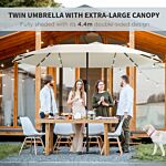 Outsunny 4.4m Double-sided Sun Umbrella Garden Parasol Patio Sun Shade Outdoor With Led Solar Light Cream White