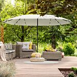 Outsunny 4.4m Double-sided Sun Umbrella Garden Parasol Patio Sun Shade Outdoor With Led Solar Light Cream White