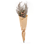 Dried Flower Bouquet Orange And Green Natural Dried Flowers 65 Cm Wrapped In Brown Paper Natural Table Decoration Beliani