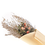 Dried Flower Bouquet Orange And Green Natural Dried Flowers 65 Cm Wrapped In Brown Paper Natural Table Decoration Beliani