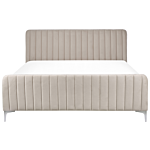 Bed Frame Taupe Velvet Eu Double Size 4ft6 Tufted Headboard Metal Legs Modern Design Beliani