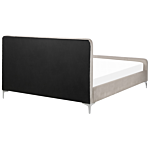 Bed Frame Taupe Velvet Eu Double Size 4ft6 Tufted Headboard Metal Legs Modern Design Beliani