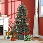 Homcom 5ft Tall Artificial Christmas Tree With Realistic Branches, Pot Stand And 1140 Tips, Xmas Decoration, Green