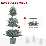 Homcom 5ft Tall Artificial Christmas Tree With Realistic Branches, Pot Stand And 1140 Tips, Xmas Decoration, Green