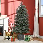 Homcom 5ft Tall Artificial Christmas Tree With Realistic Branches, Pot Stand And 1140 Tips, Xmas Decoration, Green