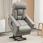 Homcom Power Lift Chair, Pu Leather Recliner Sofa Chair For Elderly With Remote Control, Side Pocket, Grey