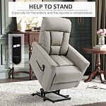 Homcom Power Lift Chair, Pu Leather Recliner Sofa Chair For Elderly With Remote Control, Side Pocket, Grey