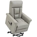 Homcom Power Lift Chair, Pu Leather Recliner Sofa Chair For Elderly With Remote Control, Side Pocket, Grey