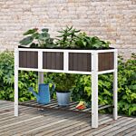 Outsunny Wooden Planter Raised Elevated Garden Bed Planter Flower Boxes With Shelf Solid Wood Outdoor/indoor, 119x57x89cm