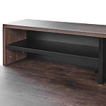 Home Office Desk Dark Wood Top 100 X 50 Cm Black Metal Frame With Shelves Beliani