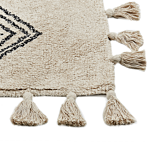 Area Rug Beige Cotton 160 X 230 Cm Rectangular With Tassels Geometric Pattern Boho Oriental Style Beliani