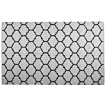 Area Rug Carpet Black And White Reversible Synthetic Material Outdoor And Indoor Quatrefoil Pattern Rectangular 160 X 230 Cm Beliani